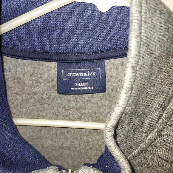 Crown & Ivy Men's Vest XL Poly Fleece Full Zip Front Outdoor Casual Gray - Picture 4 of 5